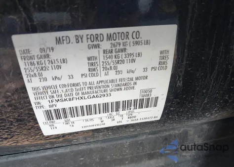 2020 Ford Explorer Limited from USA, damaged, VIN 1FMSK8FHXLGA62933